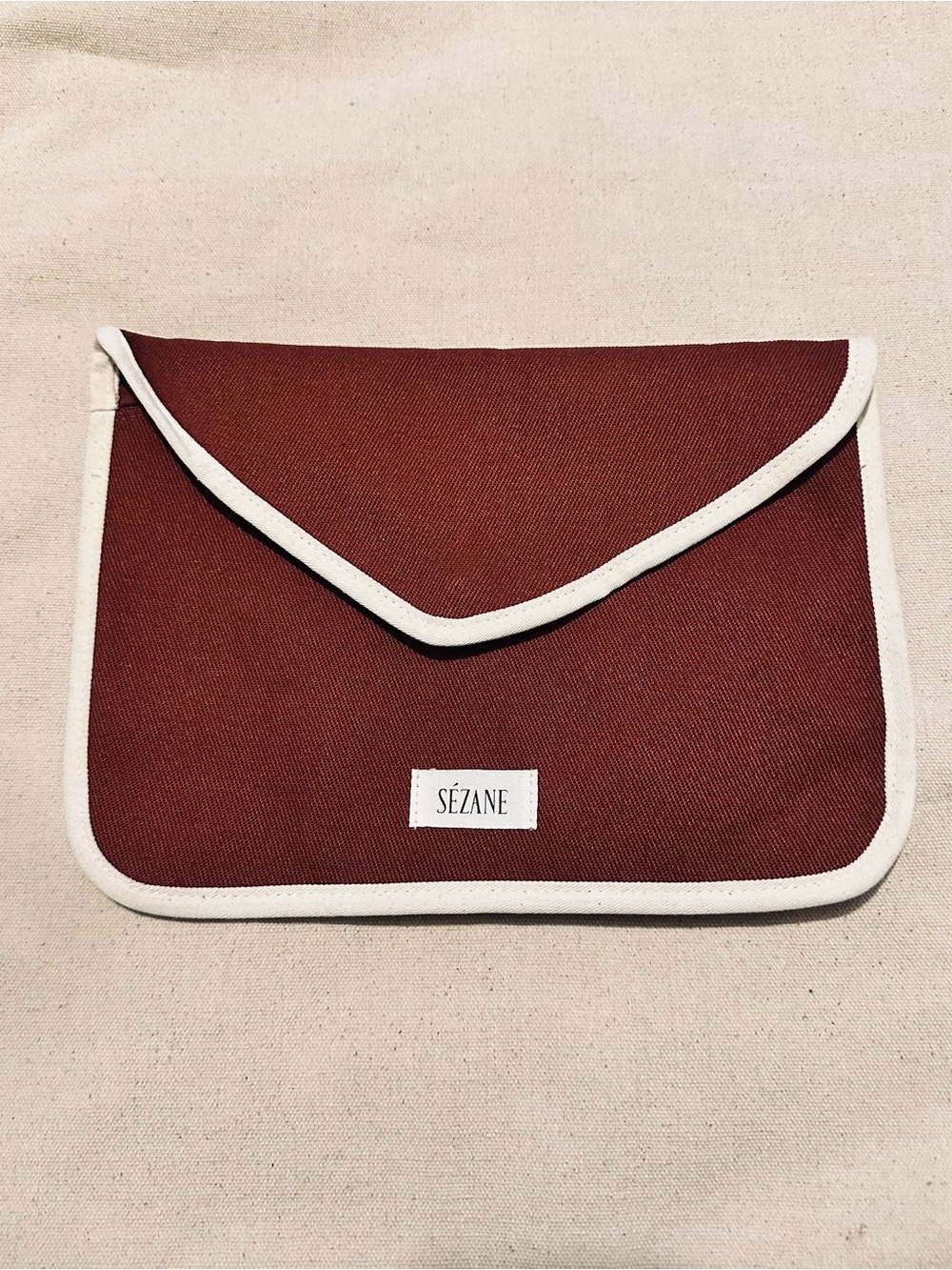 Sezane | Clutch/Pouch | Sezane Women's Rust Envelope Clutch with White Trim